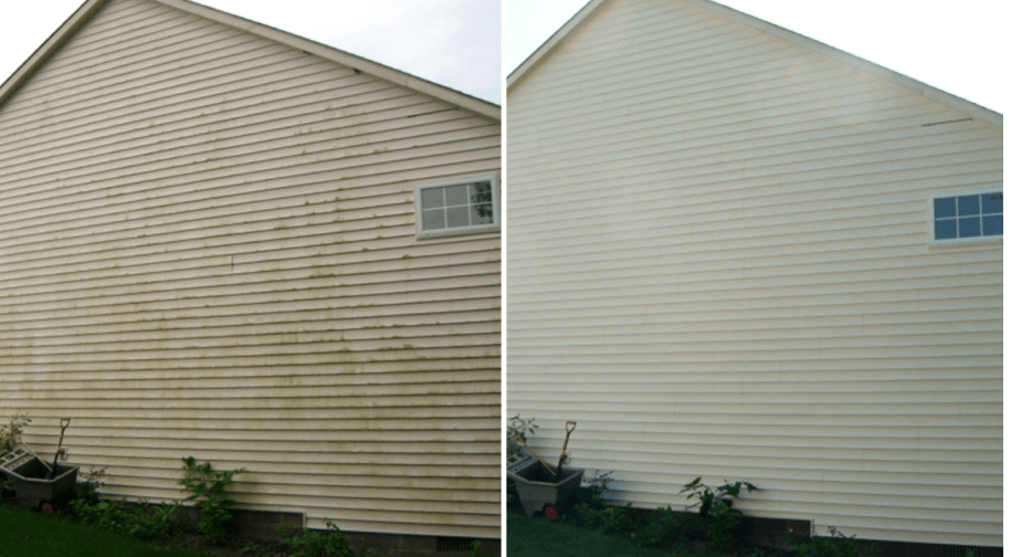 Before and after exterior house washing comparison