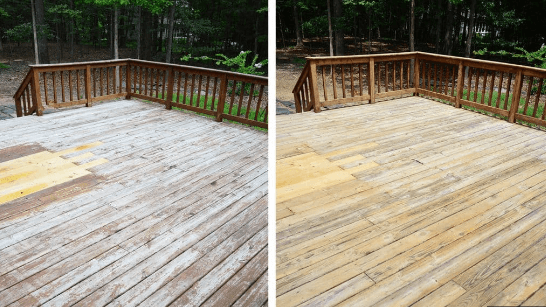 Deck Cleaning Before and After Comparison