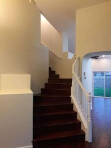 Interior of a house painted with Chantilly white staircase