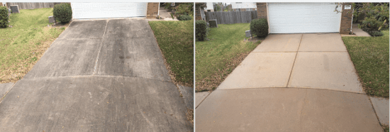 Before and after concrete cleaning comparison